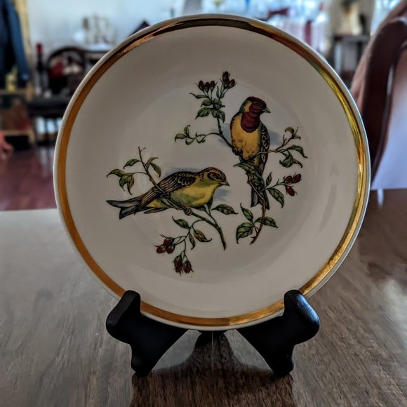 Vintage Leftmann Weiden Plate Bavaria W. Germany Colorful Birds-Bundle of 2 - Picture 4 of 9